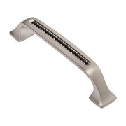 WISDOM STONE Bellissima Cabinet Pull, 96mm 3-3/4in Center to Center, Satin Nickel with Black Crystals 411196SN-B
